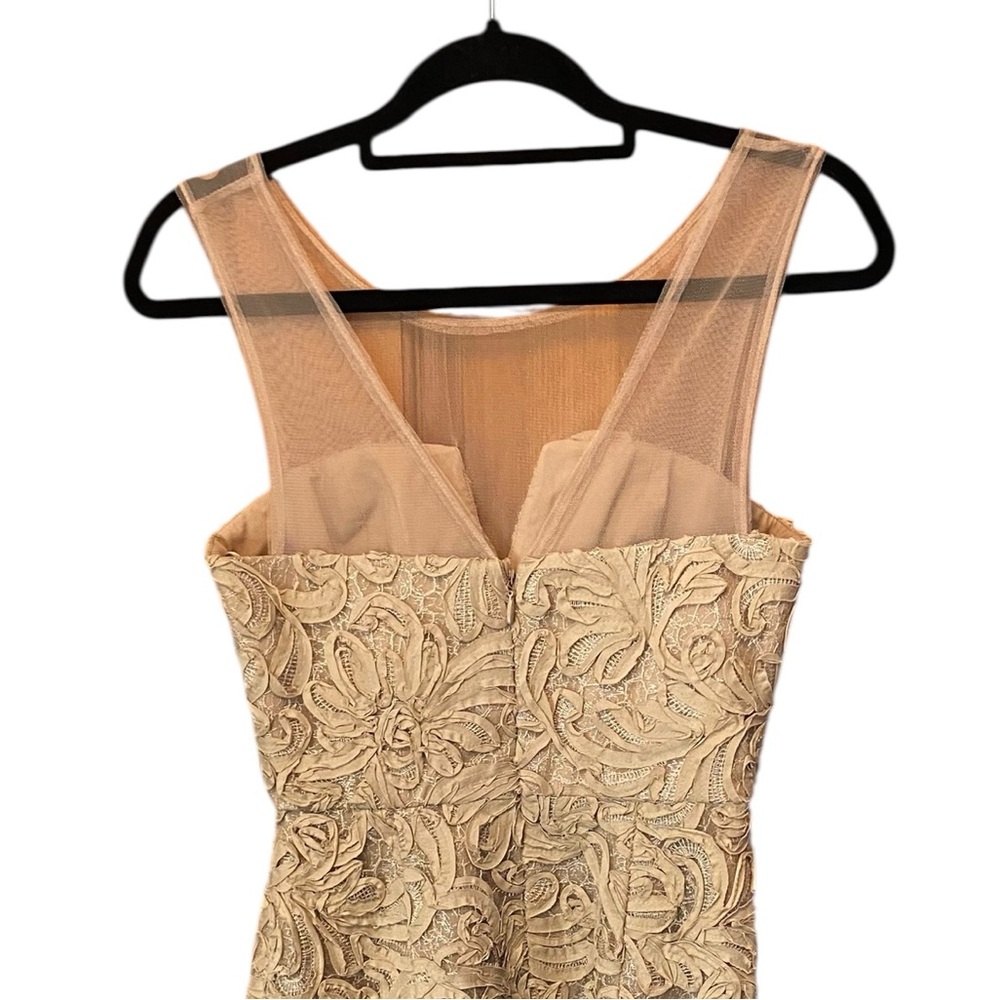 BCBG Max Azria Abigail Embroidered Cocktail Dress Champagne Mini Size 4 Wedding - Picture 6 of 6